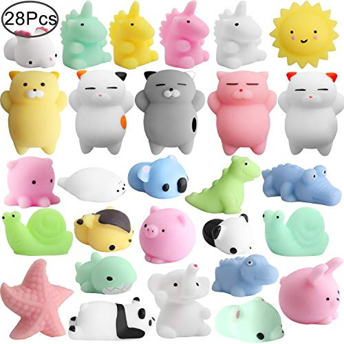 Outee Mochi Squishy Animals, 28 Pcs Squishy Stress Cat Mini Squishy Stress Relief Mini Sqeeze Toys Squishy Mini Cat Mochi Squishy Stress Toys Random