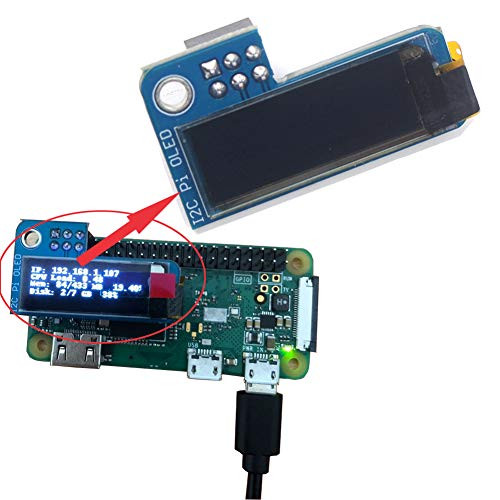 DIYmall PiOLED 0.91inch I2C 128X32 SSD1306 OLED Displaying Color White for Raspberry Pi