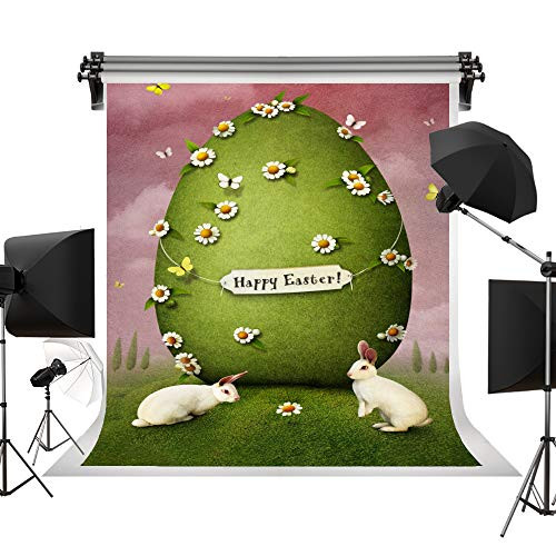 Kate 5x7ft/1.5m(W) x2.2m(H) Easter Background Easter Egg Photography Backdrop Rabbits Background Green Grass Backdrops Lovely Eggs Photo Studio Background