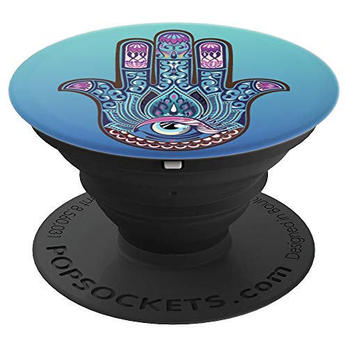 Hamsa Buddha Hand Purple And Blue On Ombre Blue Green - PopSockets Grip and Stand for Phones and Tablets