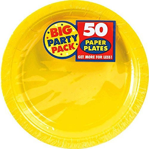 Amscan Big Party Pack Paper Luncheon Plates 7-Inch, 100/Pkg, Sunshine Yellow