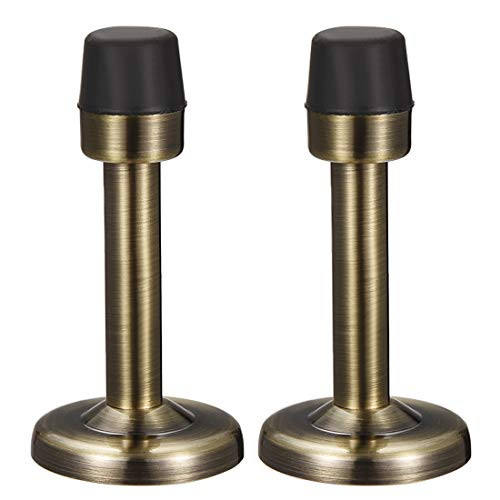 uxcell Door Stopper Stop Bumper Wall Protector Sound Dampening Wall Mount w Rubber Tip Bronze Tone 2pcs