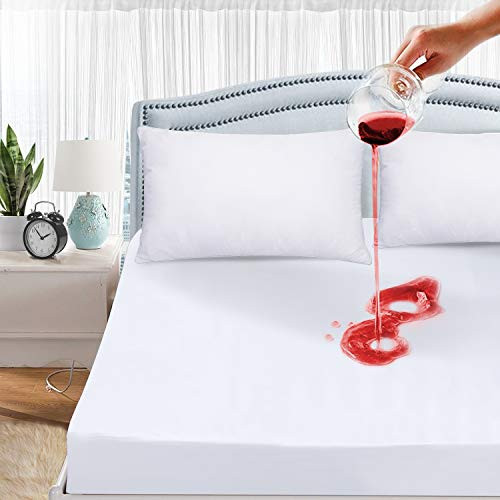 HOMEIDEAS Premium Hypoallergenic Mattress Protector - 100% Waterproof Fitted Mattress Cover - Vinyl Free - 10 Years Warranty (Full Size)