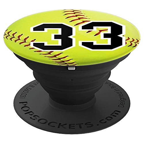 Girls Softball #33 Yellow Ball Jersey Number Thirty Three - PopSockets Grip and Stand for Phones and Tablets Girls Softball #33 Yellow Ball Jersey Number Thirty Three - PopSockets Grip and Stand for Phones and Tablets