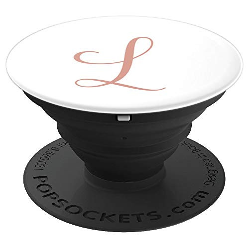 L Initial Monogram Blush Pink and White Capital Letter - PopSockets Grip and Stand for Phones and Tablets