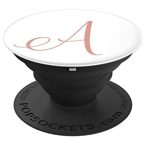 A Initial Monogram Blush Pink and White Capital Letter - PopSockets Grip and Stand for Phones and Tablets