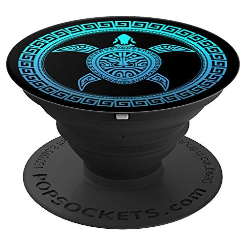 Turtle Hawaii Maori Art Pattern Blue & Black Gift - PopSockets Grip and Stand for Phones and Tablets
