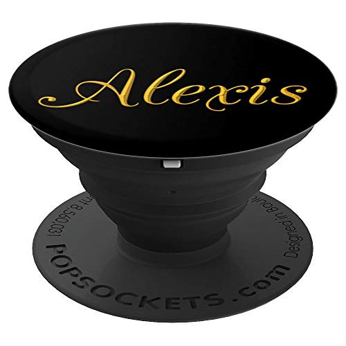 Alexis Yellow on Black. Name Alexis - PopSockets Grip and Stand for Phones and Tablets