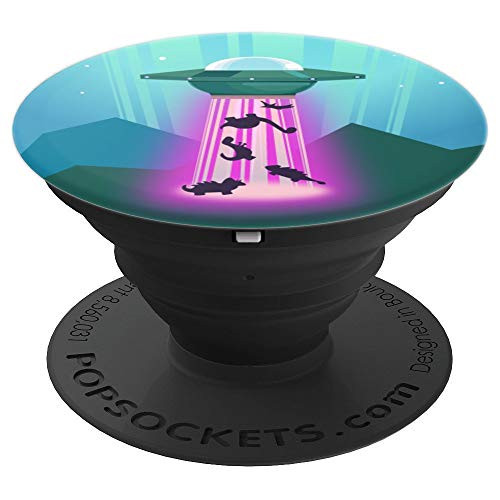UFO Alien Taking Dinosaurs Blue Cool Fun-ny Space Gift - PopSockets Grip and Stand for Phones and Tablets