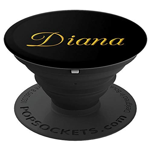 Diana Yellow on Black. Name Diana - PopSockets Grip and Stand for Phones and Tablets