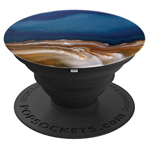 Blue Agate Geode Blue Brown White Mineral Slice Agate - PopSockets Grip and Stand for Phones and Tablets