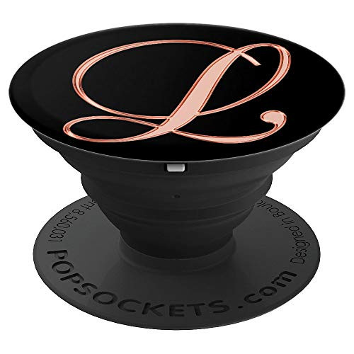 L Pink Yellow Black Initial Monogram Capital Letter Name Art - PopSockets Grip and Stand for Phones and Tablets
