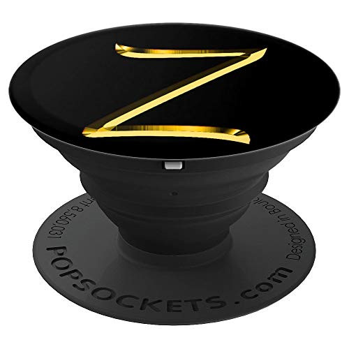 Z Yellow Black Initial Monogram Capital Letter Name Art - PopSockets Grip and Stand for Phones and Tablets