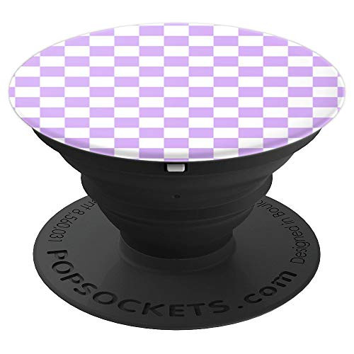 Light Purple And White Checkered Small Checkerboard Pattern - PopSockets Grip and Stand for Phones and Tablets