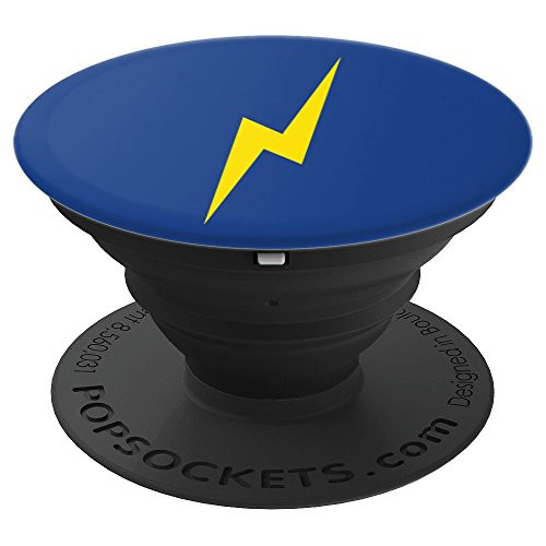 Yellow Lightning Bolt on Blue Background - PopSockets Grip and Stand for Phones and Tablets