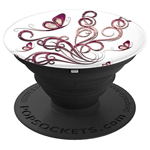 Beautiful Butterfly Floral Flower Abstract Pink Yellow White - PopSockets Grip and Stand for Phones and Tablets