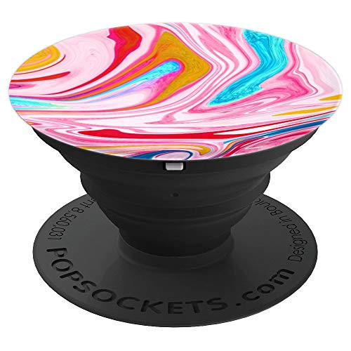 Marble Pink Teal Orange Swirl Colorful Abstract - PopSockets Grip and Stand for Phones and Tablets