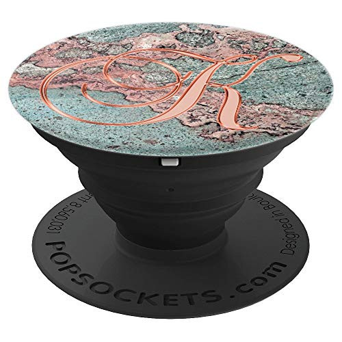 K Pink Grey Gray Black Marble Initial Monogram Letter Name - PopSockets Grip and Stand for Phones and Tablets