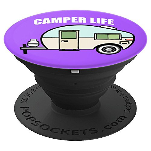 Camper Life Mobile Camping RV Travel Trailer Gift Purple - PopSockets Grip and Stand for Phones and Tablets