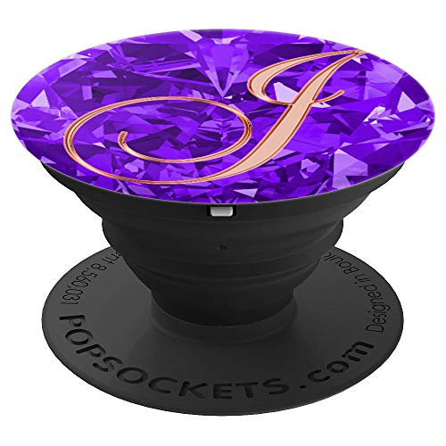 J Pink Geometric Purple Abstract Initial Monogram Letter - PopSockets Grip and Stand for Phones and Tablets