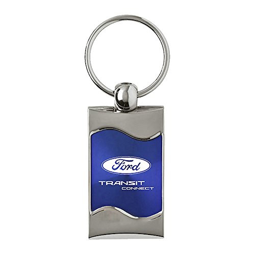 Ford Transit Connect on Blue Rectangular Wave Keychain - Officially Licensed