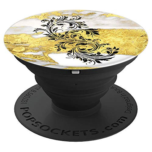 Cute Marble Yellow White Floral Design Gift - PopSockets Grip and Stand for Phones and Tablets
