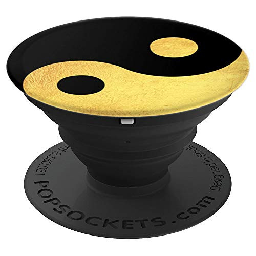 Yin Yang Vintage Yellow Brown Black Spiritual Chinese Symbol - PopSockets Grip and Stand for Phones and Tablets