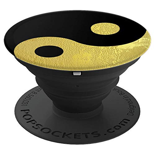 Yin Yang Brown Yellow and Black Spiritual Zen Chinese Symbol - PopSockets Grip and Stand for Phones and Tablets