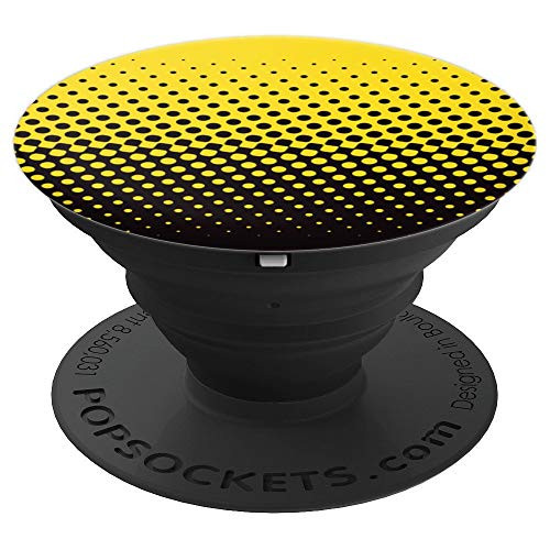 Yellow and Black Polka Dot Pop Art Design - PopSockets Grip and Stand for Phones and Tablets