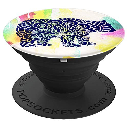 Woodland Animal Mandala Brown Bear Pastel Rainbow Aesthetic - PopSockets Grip and Stand for Phones and Tablets