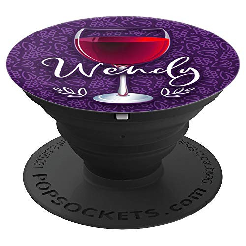 Wine Gift Name Wendy Red Purple Wine Glass Vino Wine Lover - PopSockets Grip and Stand for Phones and Tablets