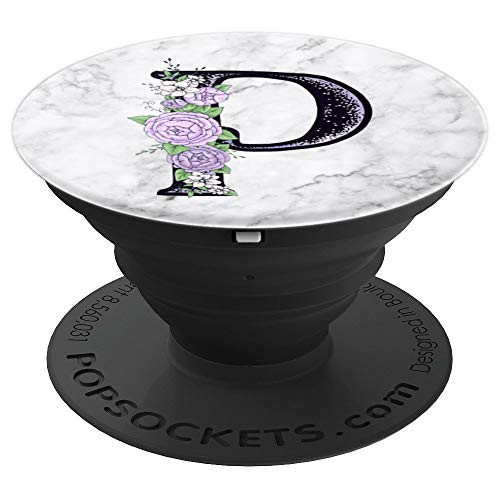Light Purple Peony Floral Monogram with Letter P Initial - PopSockets Grip and Stand for Phones and Tablets