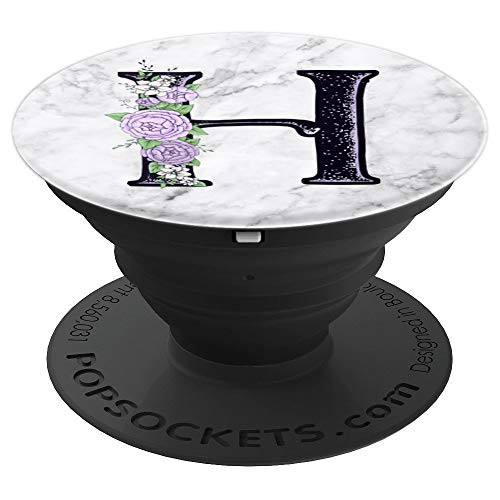 Light Purple Peony Floral Monogram with Letter H Initial - PopSockets Grip and Stand for Phones and Tablets