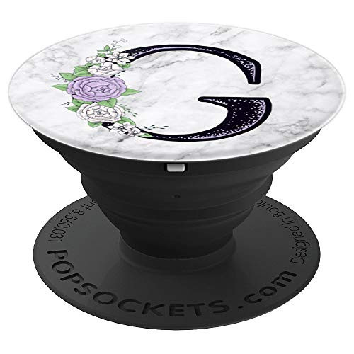 Light Purple Peony Floral Monogram with Letter G Initial - PopSockets Grip and Stand for Phones and Tablets