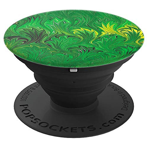 Hand-Marbled Design Pop Socket - Green and Yellow Thistle - PopSockets Grip and Stand for Phones and Tablets