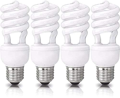 (4 Pack) Circle 13 Watt (60 Watt) Compact Fluorescent Light, Warm White 2700K, Mini Spiral Medium Base CFL Light Bulbs