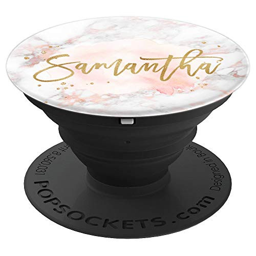 Samantha First Name on Rose Pink Marble - PopSockets Grip and Stand for Phones and Tablets