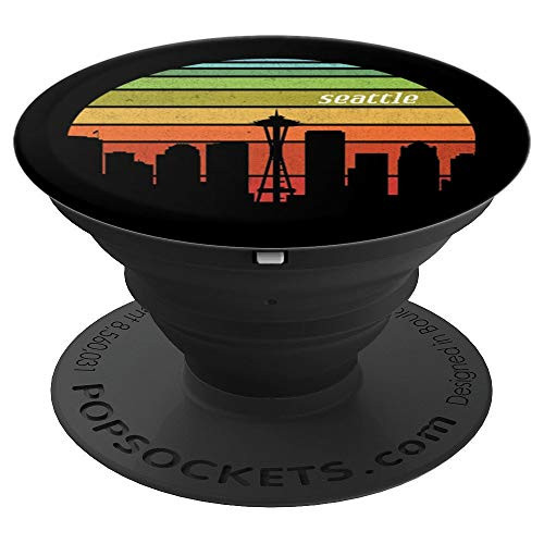 Vintage Seattle Washington Cityscape Retro Graphic - PopSockets Grip and Stand for Phones and Tablets