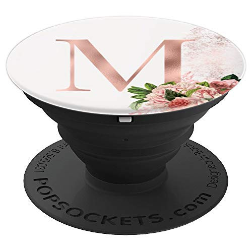 Rose Blush Floral Monogram Initial Letter M Pink Flowers - PopSockets Grip and Stand for Phones and Tablets