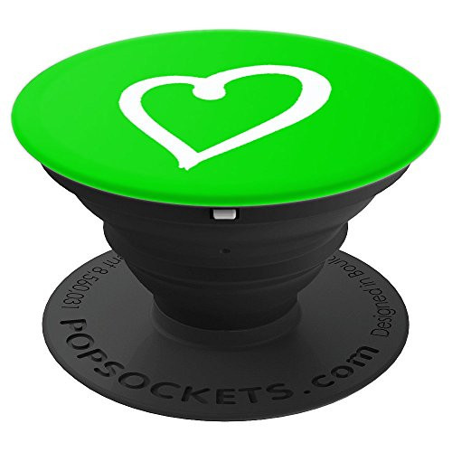 Lime Green Solid Color Simple Heart - PopSockets Grip and Stand for Phones and Tablets