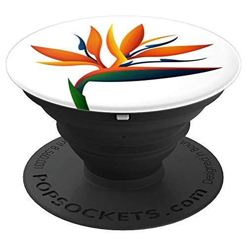 White, Bird Of Paradise Flower, Tropical Leaf, Floral Leaves - PopSockets Grip and Stand for Phones and Tablets