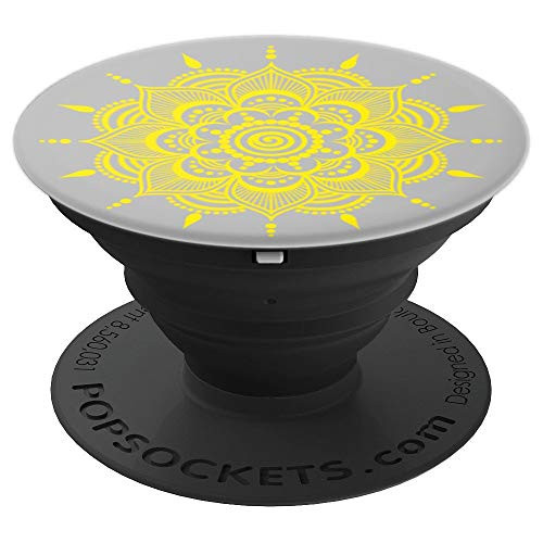 Yoga Zen Mehndi Meditation Mandala Yogini Gift Yellow Gray - PopSockets Grip and Stand for Phones and Tablets Yoga Zen Mehndi Meditation Mandala Yogini Gift Yellow Gray - PopSockets Grip and Stand for Phones and Tablets