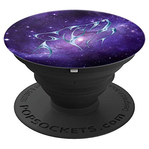 Wolf animal print designs purple galaxy background - PopSockets Grip and Stand for Phones and Tablets