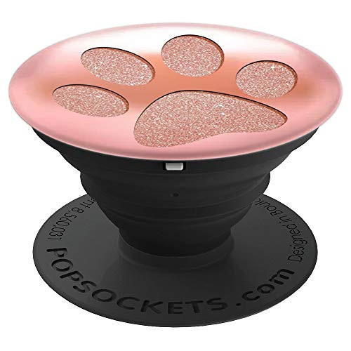 Rose Pink Dog Paw Print on Golden Pink Look - PopSockets Grip and Stand for Phones and Tablets Rose Pink Dog Paw Print on Golden Pink Look - PopSockets Grip and Stand for Phones and Tablets