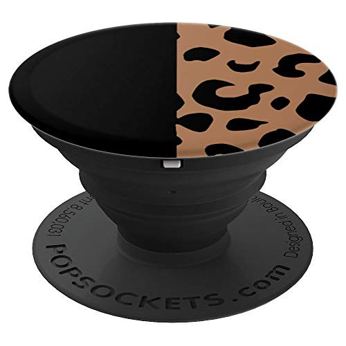 Grip Leopard Print Pattern Black Brown Chic Design - PopSockets Grip and Stand for Phones and Tablets
