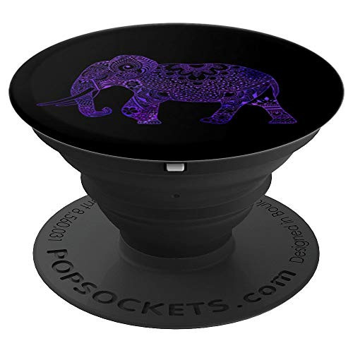 Purple Elephant-Shaped Mandala Henna Mendhi Phone Grip - PopSockets Grip and Stand for Phones and Tablets