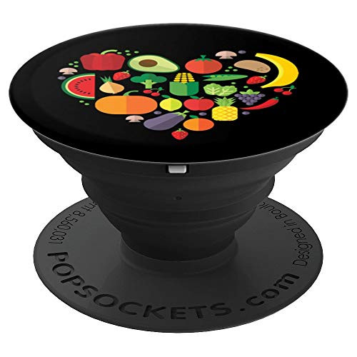 Fruit and Vegetable Heart - Vegetarian Gift - PopSockets Grip and Stand for Phones and Tablets Fruit and Vegetable Heart - Vegetarian Gift - PopSockets Grip and Stand for Phones and Tablets