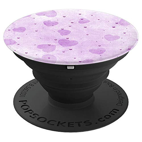 Purple hearts pattern Fuchsia Lavendar Lilac color - PopSockets Grip and Stand for Phones and Tablets