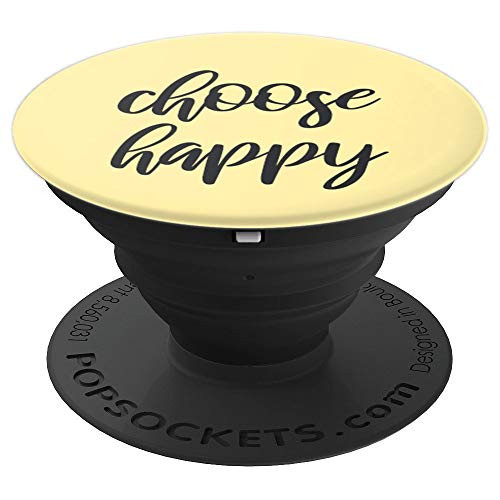 CHOOSE-HAPPY Pop-Socket with Inspirational Light-Yellow - PopSockets Grip and Stand for Phones and Tablets