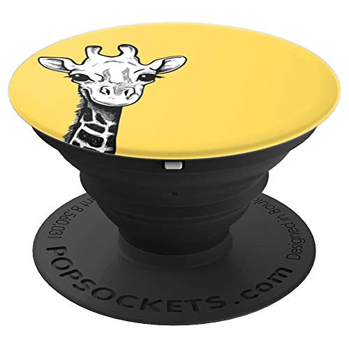 Cute Giraffe Graphic on Yellow Background for Giraffe Lovers - PopSockets Grip and Stand for Phones and Tablets